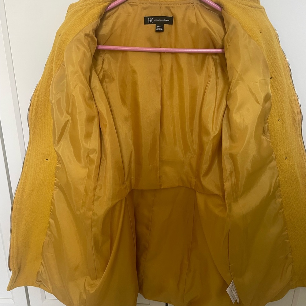 I.N.C. International Concepts Women’s S Yellow Lined Silver Pocket Trench Coat - Picture 7 of 11